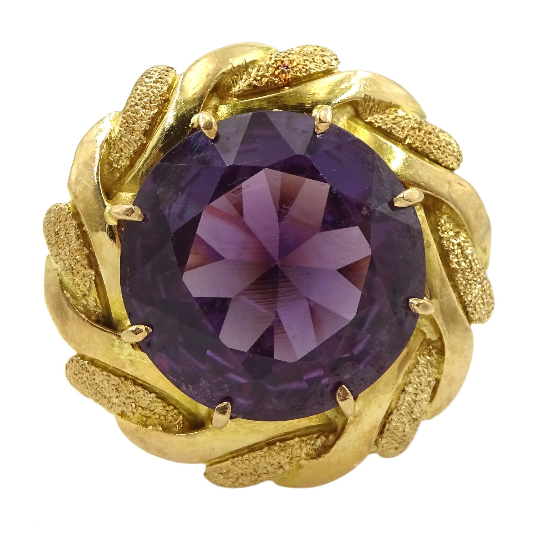18ct gold circular purple stone ring - Jewellery, Watches, Silver & Coins