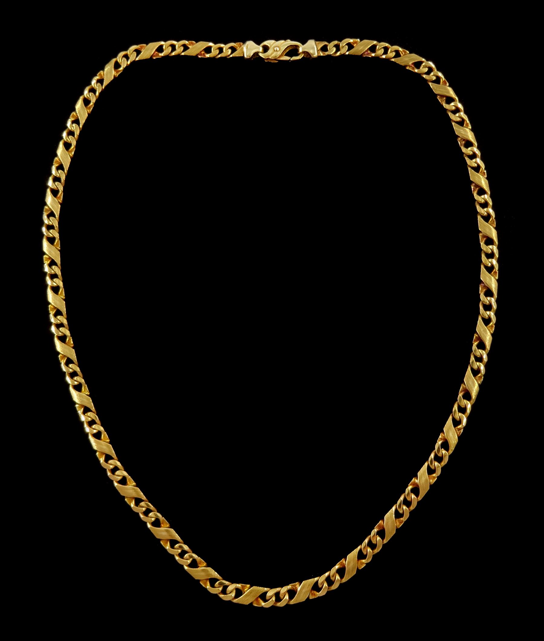 9ct gold flattened infinity and curb link chain necklace, hallmarked