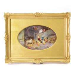 Early 20th century Royal Worcester oval plaque, hand painted by George Johnson, depicting ...