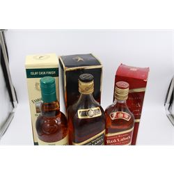 The Famous Grouse, Islay cask finished blended Scotch whisky 70cl 40%, Johnnie Walker, Black Label extra special blended Scotch whisky, 1L 43% and Johnnie Walker Red Label 75cl 40% (3) 