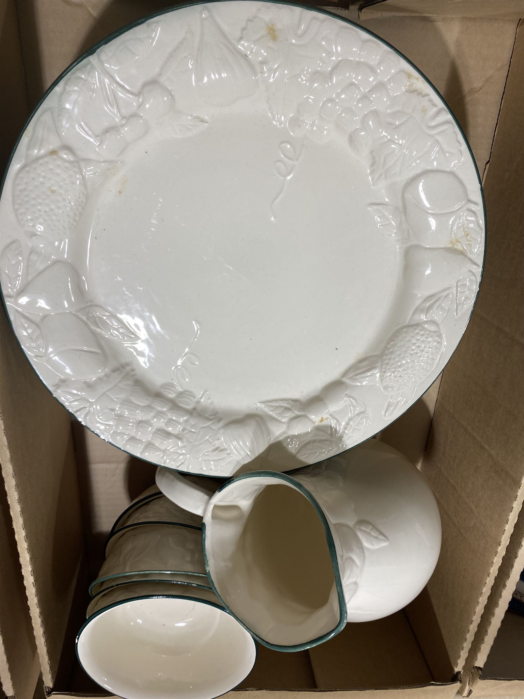 Collection of Booths Real Old Willow pattern, together with other blue and white ceramics etc, in five boxes  