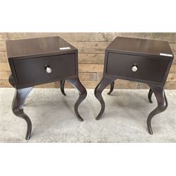 Pair of rosewood finish bedside chests