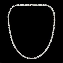 18ct white gold round brilliant cut diamond necklace, stamped 18K, total diamond weight approx 22.25 carat