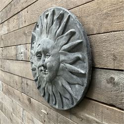 Cast stone garden circular Sun & Moon plaque - THIS LOT IS TO BE COLLECTED BY APPOINTMENT FROM DUGGLEBY STORAGE, GREAT HILL, EASTFIELD, SCARBOROUGH, YO11 3TX