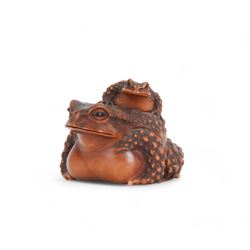 Japanese Edo Meiji period carved wooden netsuke, naturalistically modelled in the form of ...