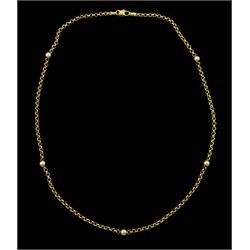 9ct gold belcher and ball link chain necklace, stamped 375