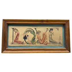 JL Hamilton (Early 20th century): ‘Love’, Art Deco watercolour illustration signed and dat...