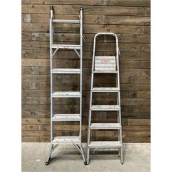 Aluminium extending multi step ladders, and a pair of step ladders