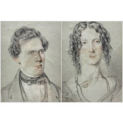 English School (19th Century): Victorian Couple, pair of pencil sketches unsigned 17cm x 12cm