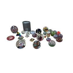 Large collection of glass paperweights, including paperweights by Selkirk, Swarovski etc