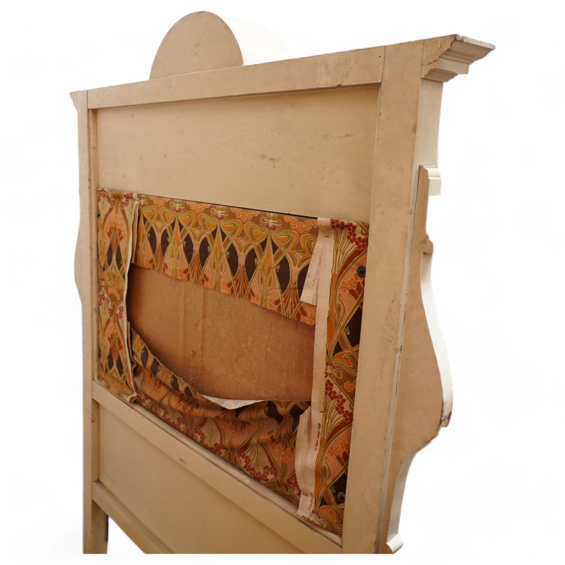 Late 19th century Art Nouveau period 3' single bedstead,  upholstered in Liberty fabric