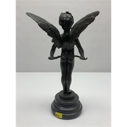 After Moreau, bronzed figure modeled as an angel holding a bow, with foundry mark upon socle base, H30cm