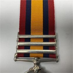 Victoria Queens South Africa Medal with Transvaal, South Africa 1901 and South Africa 1902 clasps awarded to 6769 Pte. D. Leak Liverpool Regiment; with replacement ribbon.