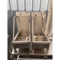 Pair of stainless hot and cold steel foot/boot wash sinks stations, press tap operation - THIS LOT IS TO BE COLLECTED BY APPOINTMENT FROM DUGGLEBY STORAGE, GREAT HILL, EASTFIELD, SCARBOROUGH, YO11 3TX