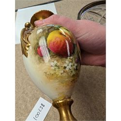 Royal Worcester vase, decorated with fruits among blossom with gilt detailing, H17cm