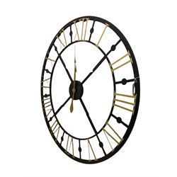 Black and gold painted metal skeleton wall clock
