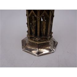 Modern limited edition silver goblet, 'made by order of The Dean and Chapter for the celebration of the eighth centenary of Wells Cathedral in 1982', designed by Hector Miller for Aurum, the plain circular bowl with parcel gilt interior, upon an ornate figural parcel gilt stem and an octagonal foot, no. 80/800, hallmarked Hector Miller, London 1982, H17cm