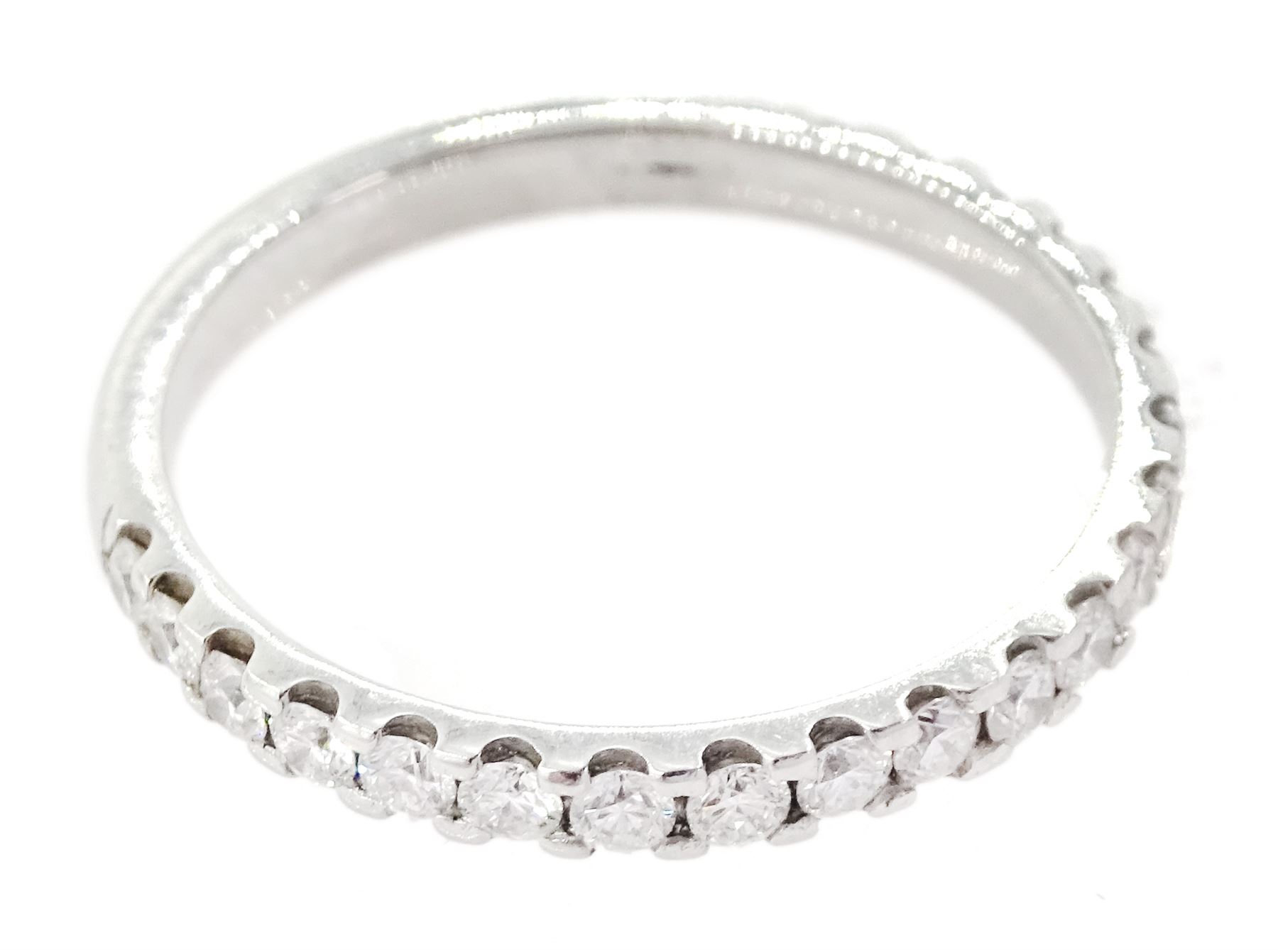 Platinum round brilliant cut diamond half eternity ring, hallmarked