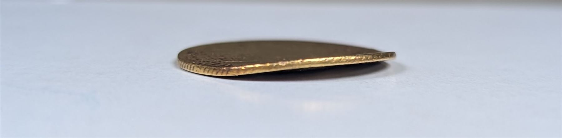 1715 gold full guinea coin, bent