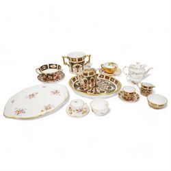 Royal Crown Derby 1128 miniature tea set, Derby Posies miniature tea set, a teacup and sau...