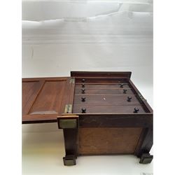 19th century mahogany table top cabinet, fitted with five drawers, H38cm