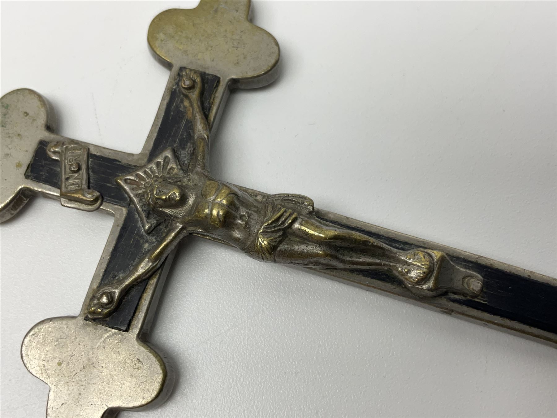 Early 20th century Hieroglyphic Bible or Select Passages from the Old and New Testament Represented by Emblematical Figures For The Amusement and Instruction of Youth, pub. Houlston and Sons, London, together with a wooden crucifix with metal banding and details, including skull and crossbones motif, and one other crucifix