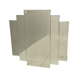 Two arch top window wall mirrors (60cm x 90cm); two hexagonal wall mirrors (W51cm); frameless wall mirror (89cm x 89cm)