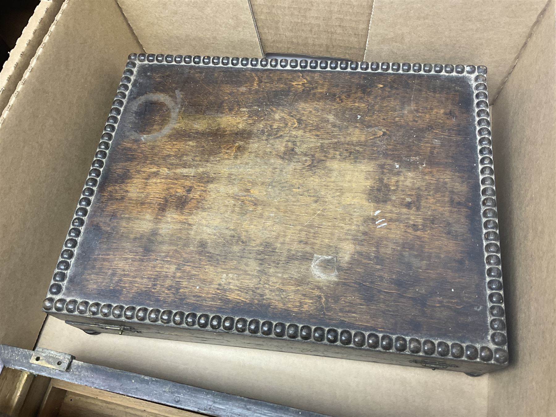 Wooden boxes, writing slopes and a tray for restoration