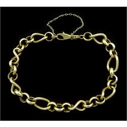 18ct gold fancy belcher and textured twist link bracelet, stamped 750