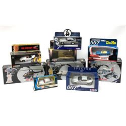 Corgi James Bond - Aston Martin D.B.5 No.96655, in window box; three Classics James Bond Collection models - 65201 Moon Buggy & Figure Set, 65401 Space Shuttle & Hugo Drax Figure Set and 65501 Stromberg Helicopter & Naomi Figure Set; and five other Bond cars; all mint and boxed with certificates if limited edition (9)