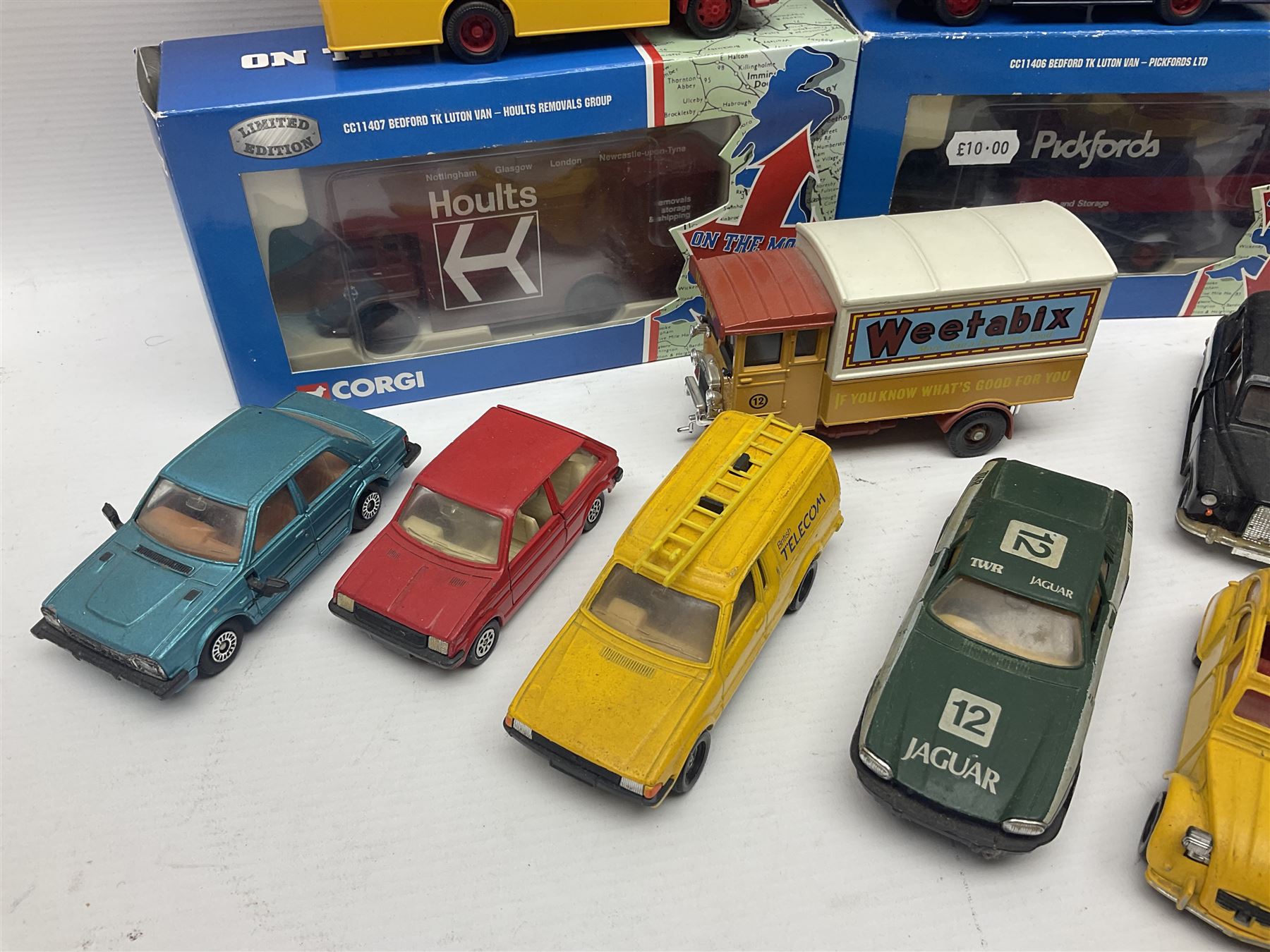 Corgi - approximately forty die-cast models of various scales to include ‘On the Move’ CC11406 and CC11407, both boxed; Renault 16, Ford Consul Classic, Vanwall Racing Car etc 