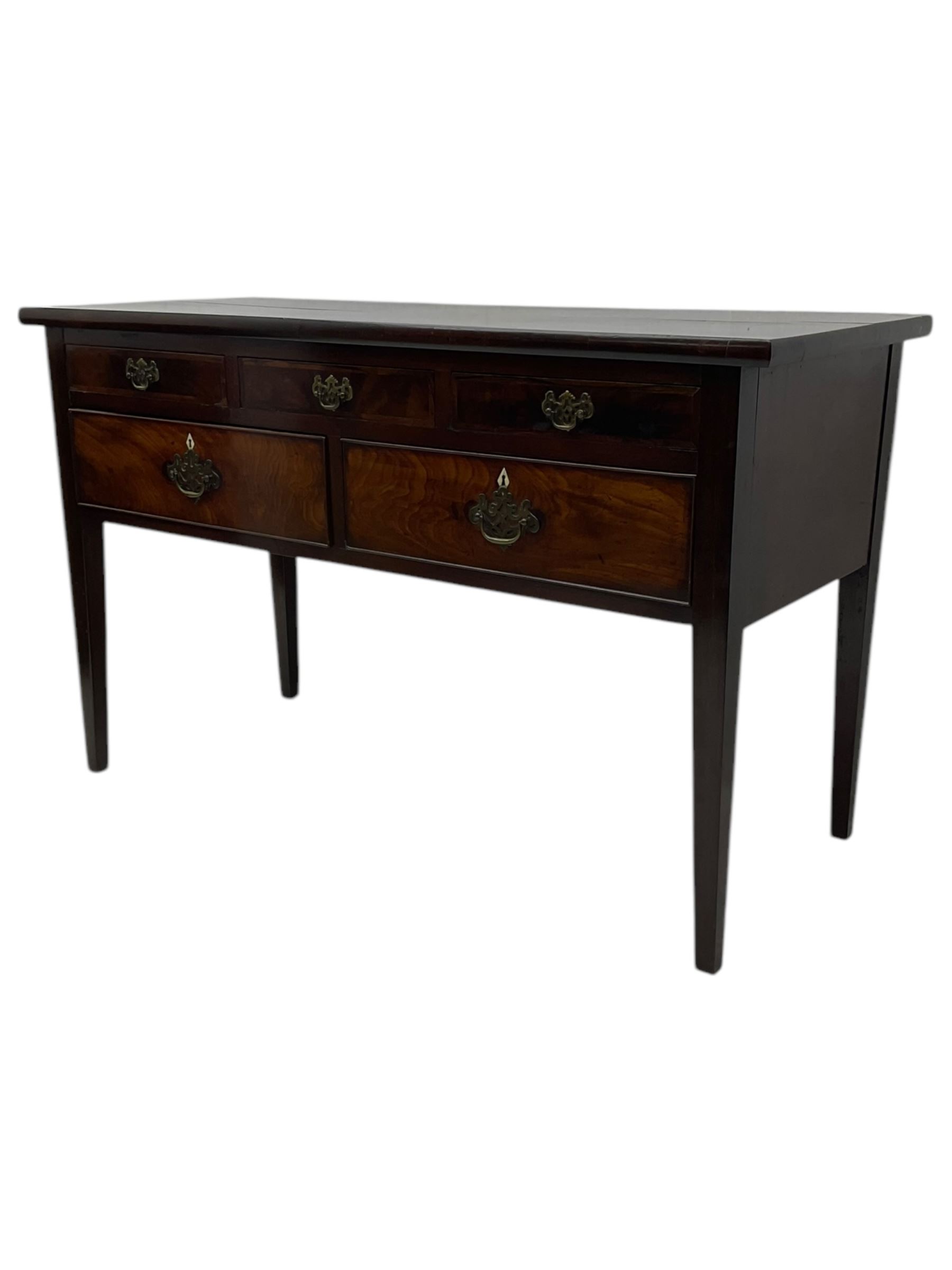 19th century mahogany side table, rectangular top over five drawers, on square tapering supports 