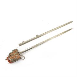 Reproduction Scottish basket infantry sword, 1828 pattern, the L79cm blade, etched with th...