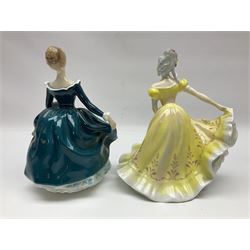 Five Royal Doulton figures, comprising Ninette HN2379, Adrienne HN2304, Top o the Hill HN1934, Janine HN2461, Southern Belle HN2229