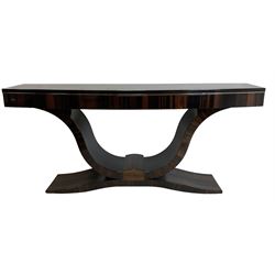 Giorgio Collection - Art Deco design macassar ebony 'Luna' console table, rectangular bow-...