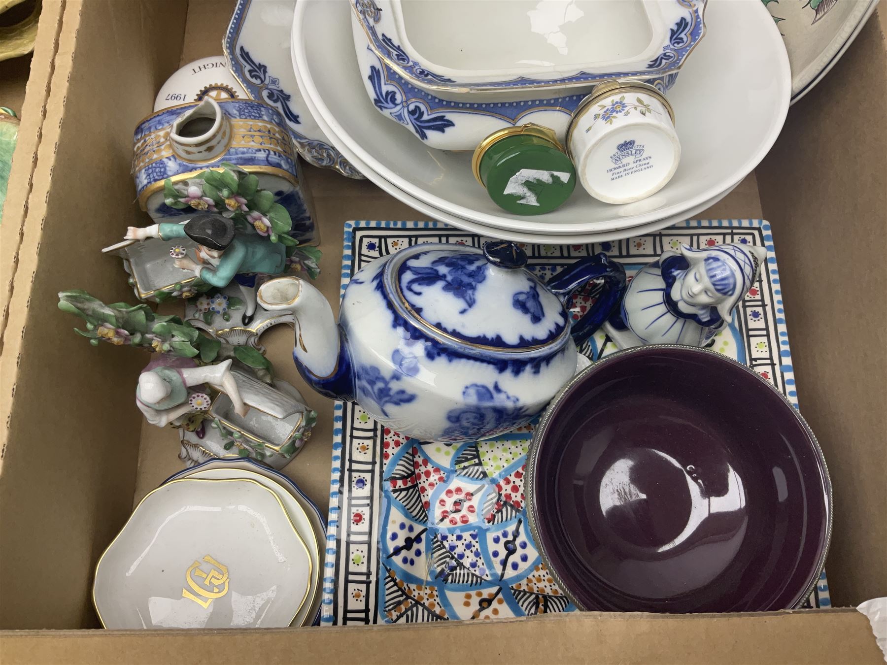 Tea service decorated with roses, together with Victorian and later ceramics etc, in four boxes