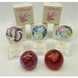 Five Caithness paperweights 'Day Dreams', 'Vortice', two 'Ribbons' & 'Flamenco', all boxed (5)  