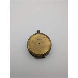 Early 20th century brass pocket compass by Negretti & Zambra, with personal engraving to front cover to 'Trooper E.O Robotham' dated 1900, H7cm