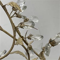 Laura Ashley - eight branch metal chandelier, decorated with trailing leafy branches and glass pendants, in ochre paint finish - ex-display/bankruptcy stock 