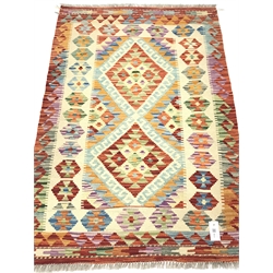 Multi-coloured vegetable dye kilim rug, 133cm x 86cm