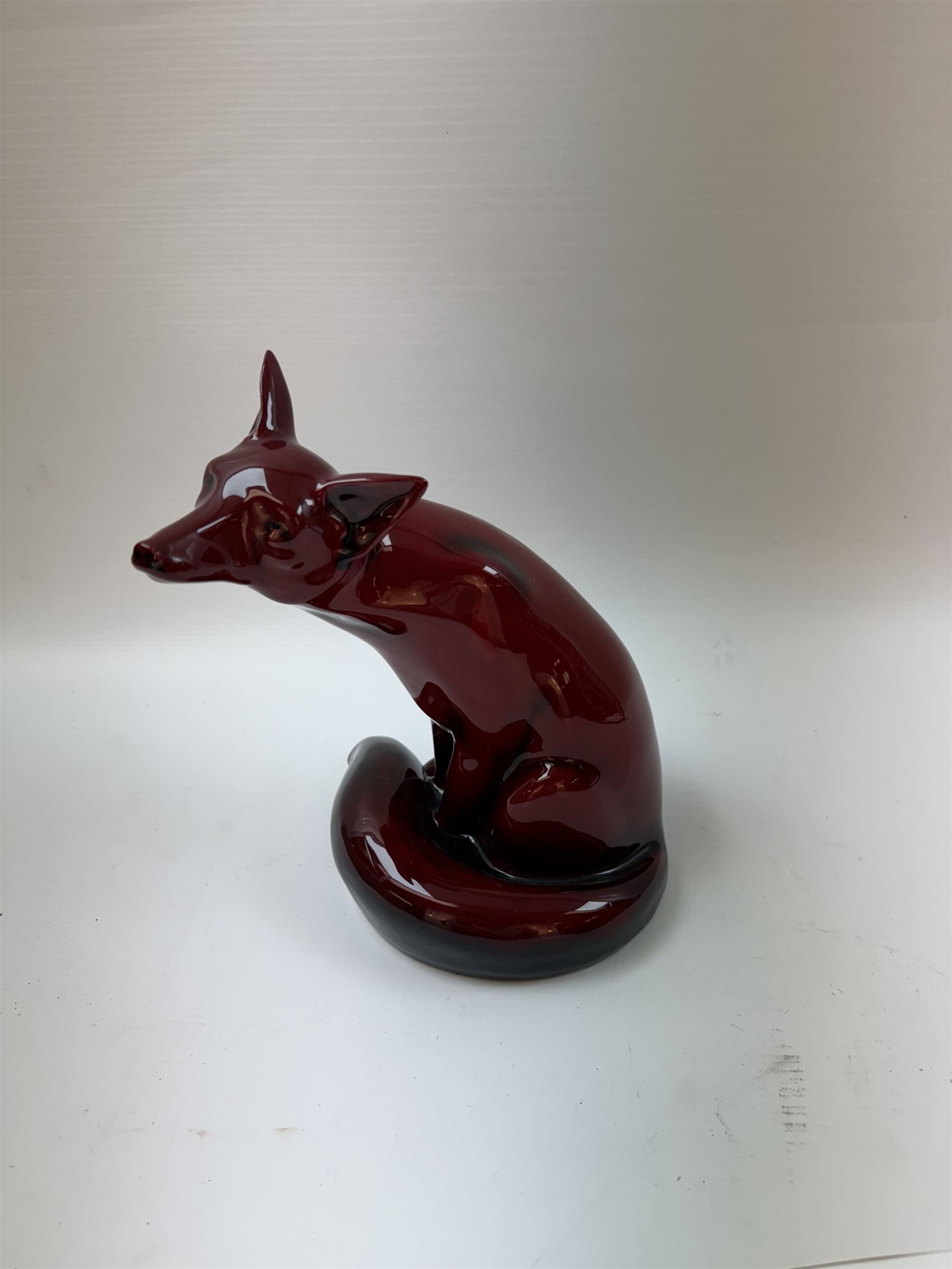 Large Royal Doulton Flambe figure of a seated Fox,  H23cm