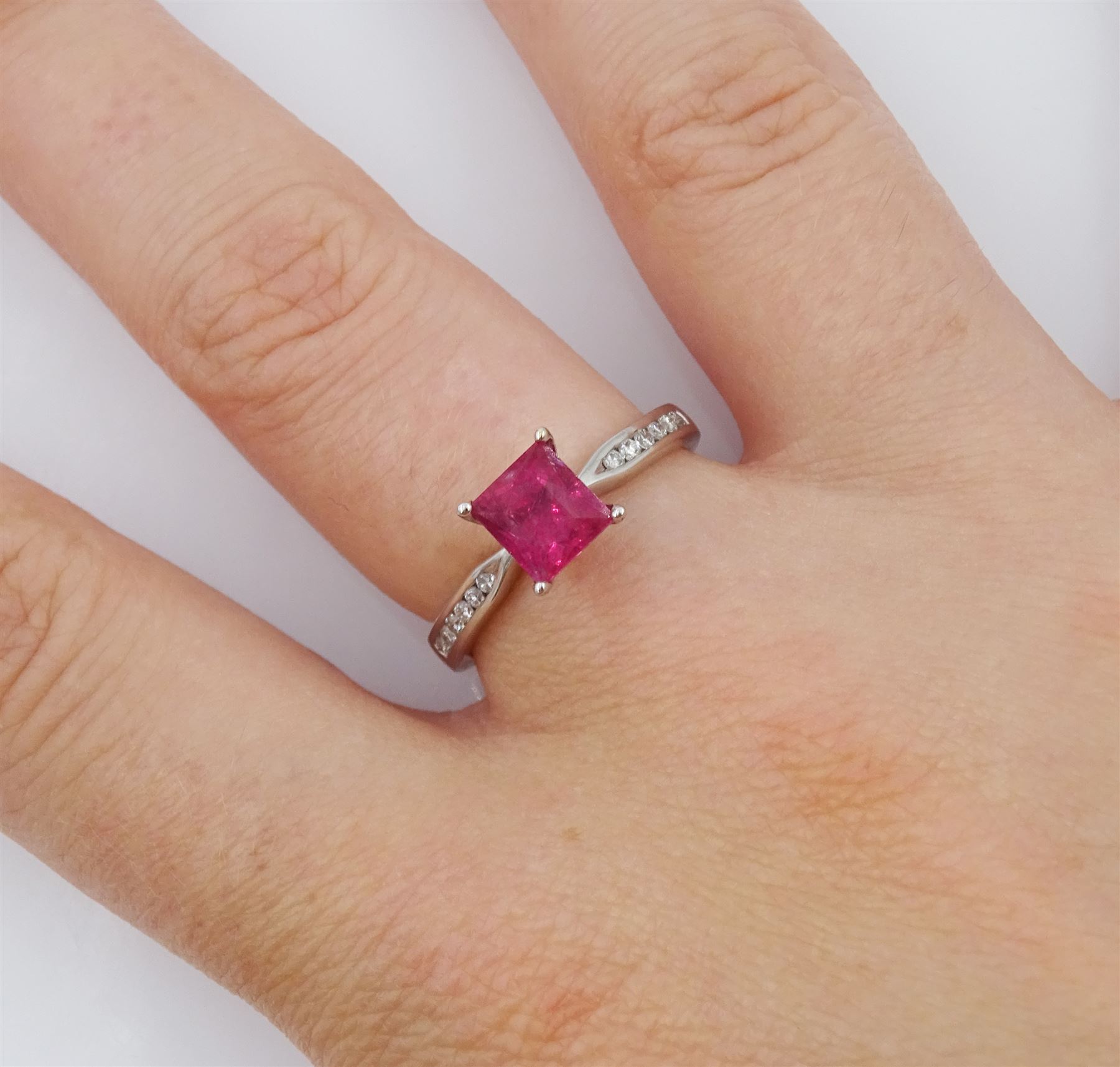 Square cut sales ruby ring