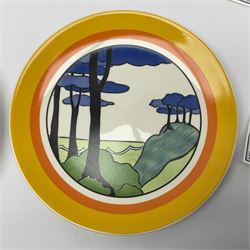 Four Clarice Cliff Wedgwood limited edition plates, comprising Orange Erin, Blue Firs, Solitude and May Avenue, all with certificate and box, D26cm