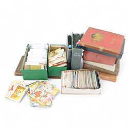 Collection of early 20th century and later postcards, including WWI period embroidered swe...