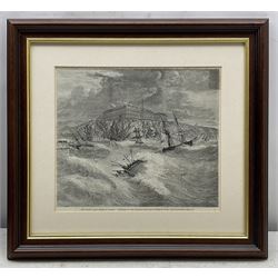 William 'Bill' Wedgwood (British c1934-2019): Coastal Inlet, oil on canvas signed 40cm x 60cm; 'The Recent Gale - Scene at Whitby', 19th century newspaper engraving 21cm x 24cm (2)