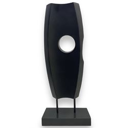 St Ives School (20th century): Abstracts, pair of ebonised hardwood sculptures, H47.5cm including base