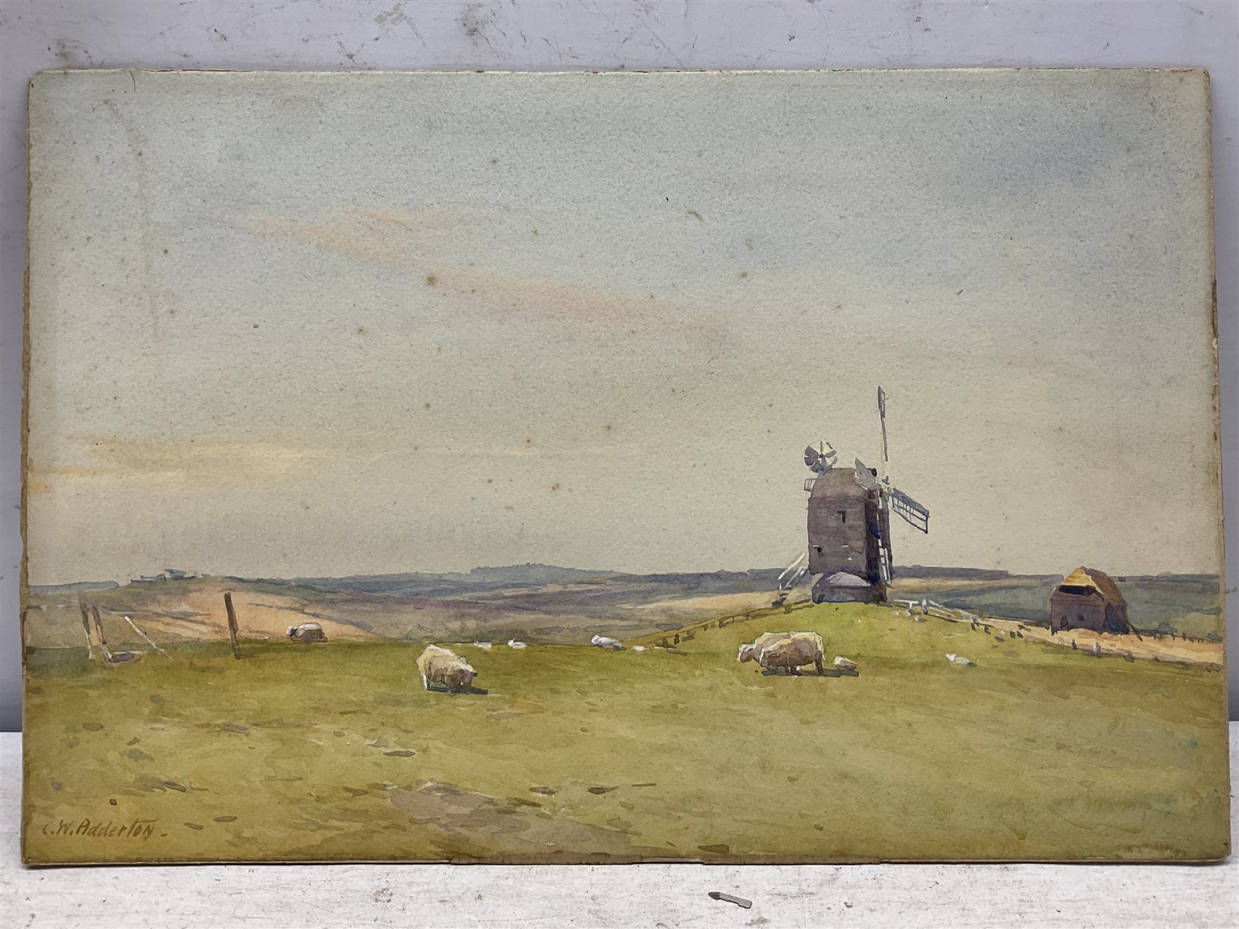 Charles William Adderton (British 1866-1944): 'Early Spring - A Sussex Landscape', watercolour signed, titled and inscribed 'Exhibited in the RA 1901' verso 30cm x 45cm; and another Coastal scene 17cm x 24cm and a print of Bamborough Castle (3 unframed)
Provenance: direct from the family of the artist Harry Wanless 1872-1934, part of a collection never previously seen on the market
Notes: Adderton was a friend of the brothers Harry and Charles Wanless, all of whom studied under Albert Strange at the Scarborough School of Art School. Adderton had a studio at 55 Sandside, Scarborough between 1894 and 1901, he moved to Ockbrook Derby and later to Robin Hoods Bay where he was a member of the Fylingdales Group of Artists