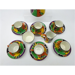  Art Deco Royal Winton Grimwades Jazz pattern coffee set for six comprising coffee pot, six coffee cans & saucers, sugar bowl & cream jug (15)  