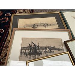 Collection of etchings including one of Whitby by various hands to include Edward Cherry, H Parkinson, Frank H etc (16)