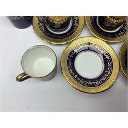 Aynsley Georgian Cobalt pattern coffee service, pattern no 7348, comprising twelve coffee cans and saucers, coffee pot, open sucrier and milk jug, all with printed mark beneath